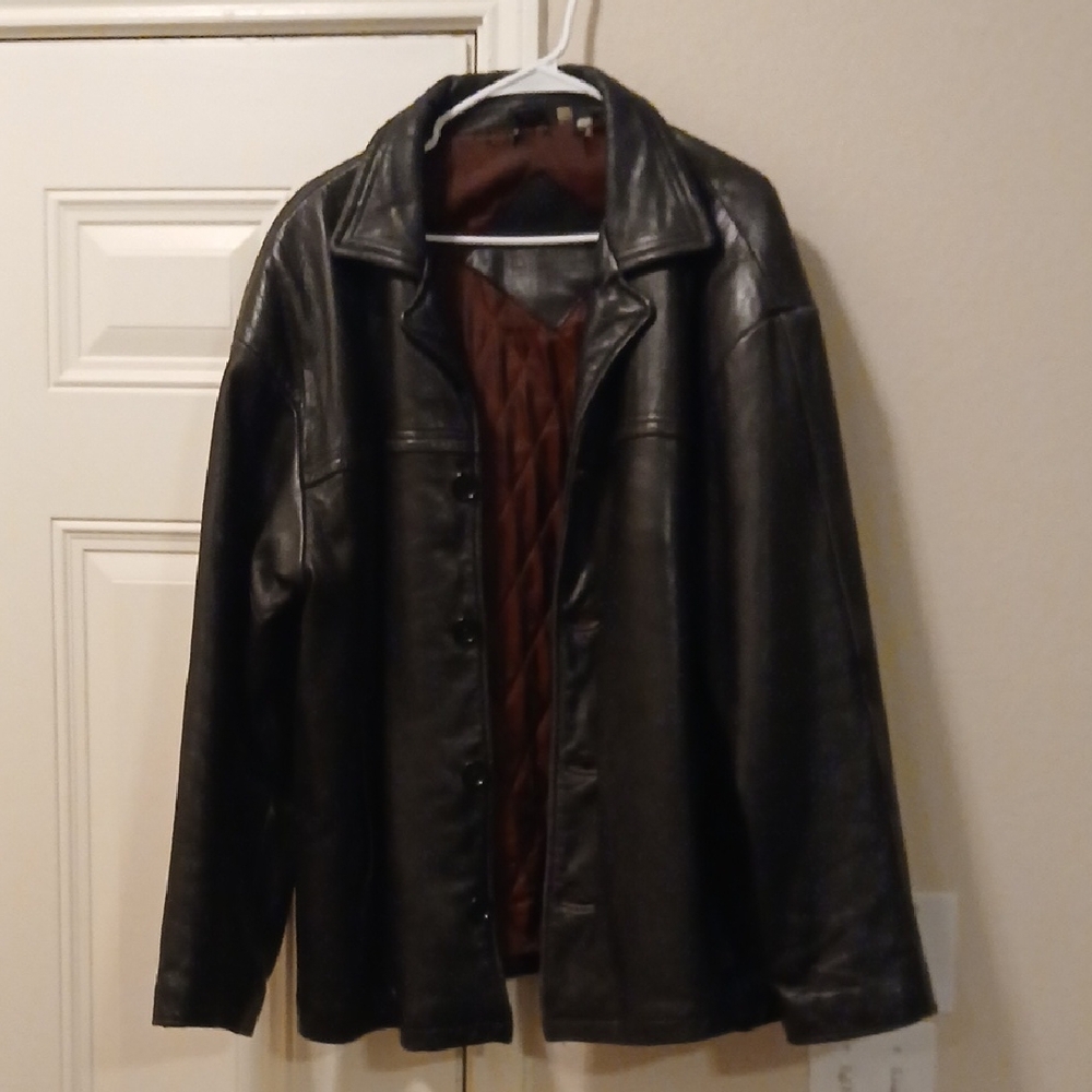 Roundtree & Yorke Leather Coat Lg